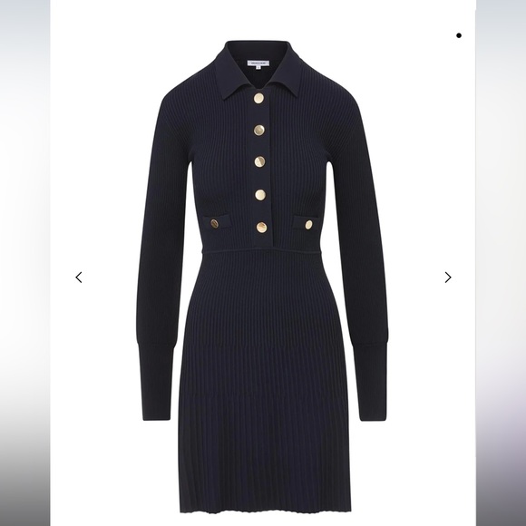 Veronica Beard Lauper Dress Ribbed Button Front A-line Mini Dress Navy Small - Picture 4 of 9